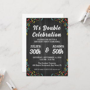 Double celebration joint birthday party invitation