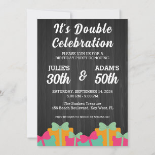 Double celebration joint birthday party invitation