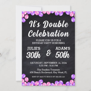 Double celebration joint birthday party invitation