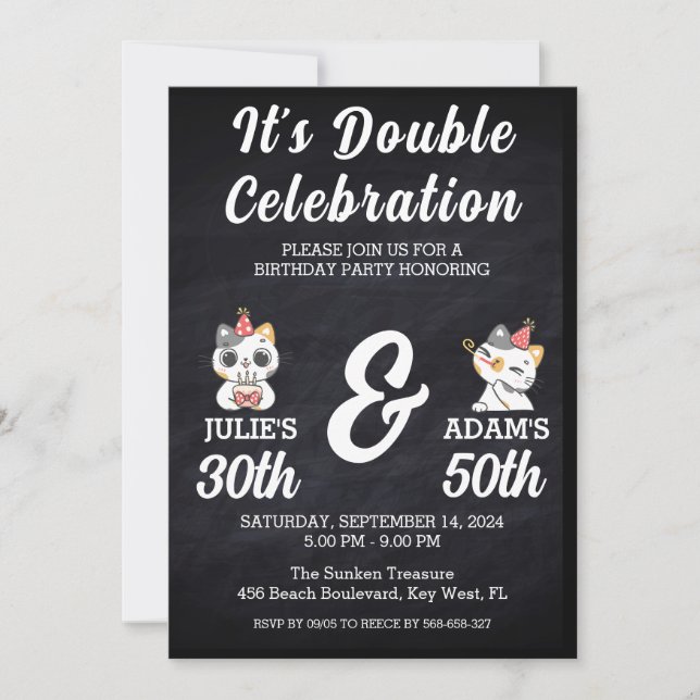 Double celebration joint birthday party invitation (Front)