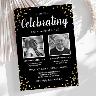Double Celebration of Life Photo Invitation