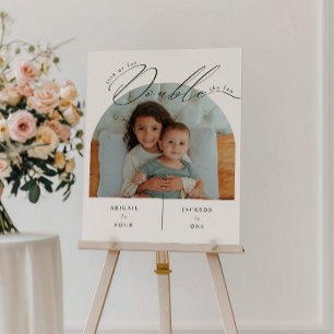 Double Celebration Photo Birthday Party Welcome Poster