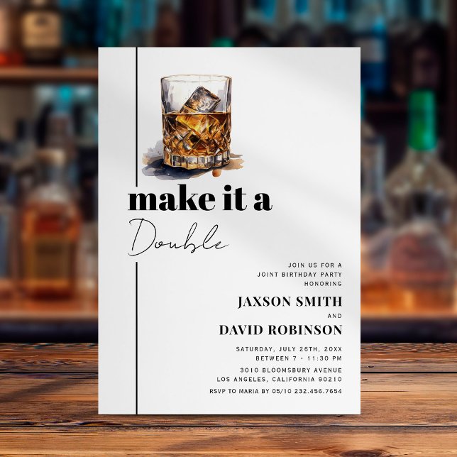 Double Celebration Whiskey Joint Birthday Party Invitation (Creator Uploaded)