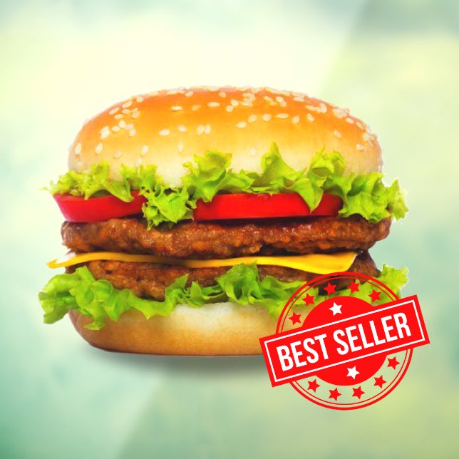 Double Cheeseburger Best Seller Burger Advert Window Cling (Sheet 3)