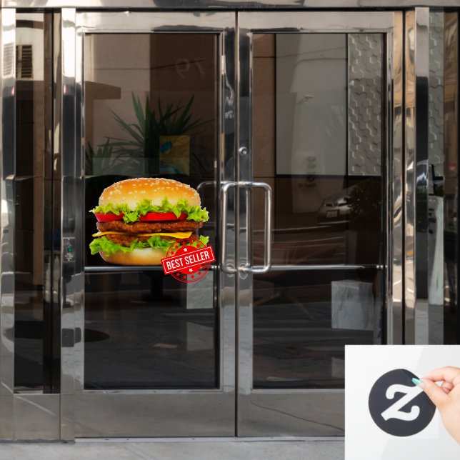 Double Cheeseburger Best Seller Burger Advert Window Cling (Office Door)