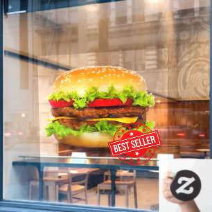 Double Cheeseburger Best Seller Burger Advert Window Cling