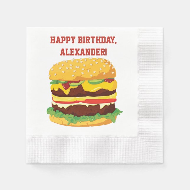 Double Cheeseburger Custom Party Paper Napkins (Front)