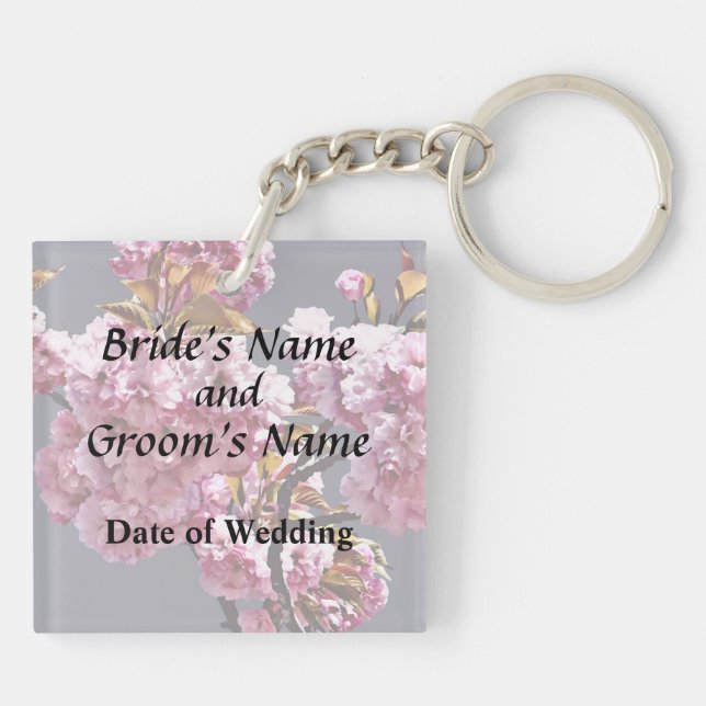 Double Cherry Blossom Branches Wedding Products Key Ring (Back)
