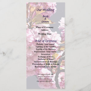 Double Cherry Blossoms Branches Wedding Program Programme