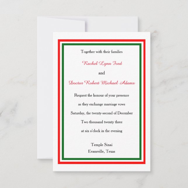 Double Christmas Trim - 3x5 Wedding Invitation (Front)