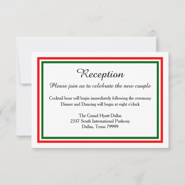 Double Christmas Trim-Reception Invition Invitation (Front)