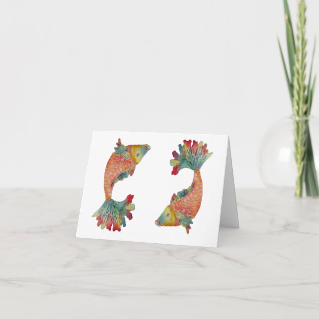 Double Coi Fish blank greeting card (Front)