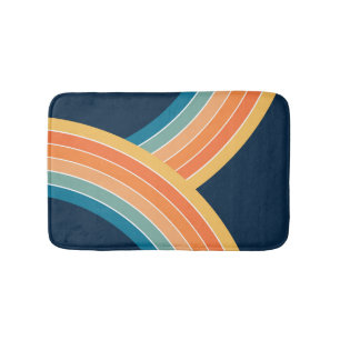 Double colourful retro style rainbow bath mat
