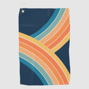 Double colourful retro style rainbow golf towel
