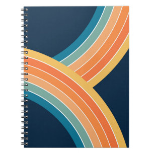 Double colourful retro style rainbow notebook
