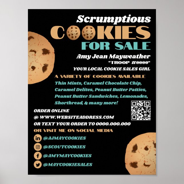Double Cookies Logo, Cookie Sales Fundraising Poster (Front)