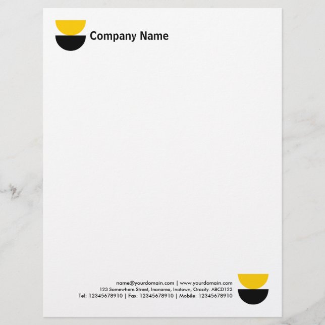 Double Crescents v2 - Black and Amber Custom Letterhead (Front)