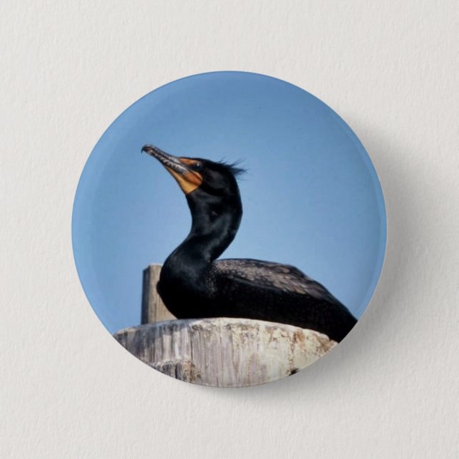 Double-crested cormorant 6 cm round badge (Front)