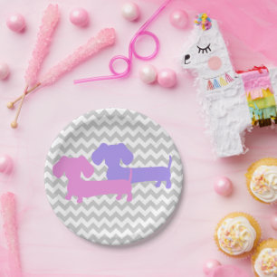 Double Dachshund Wiener Dog Party Paper Plate