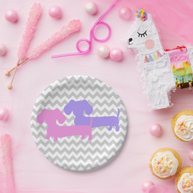 Double Dachshund Wiener Dog Party Paper Plate (Party)