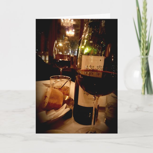 "Double Dating on Red Wine" Congratulatory Card (Front)