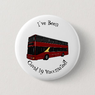 Double-decker bus cartoon illustration 6 cm round badge