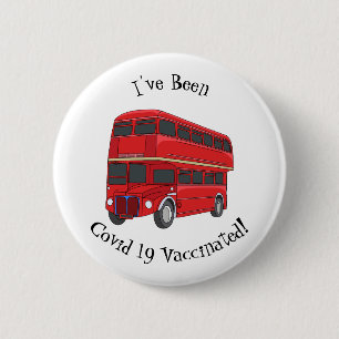 Double-decker bus cartoon illustration 6 cm round badge