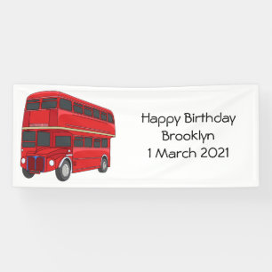 Double-decker bus cartoon illustration banner