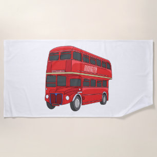 Double-decker bus cartoon illustration beach towel