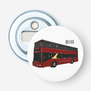 Double-decker bus cartoon illustration bottle opener