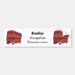Double-decker bus cartoon illustration bumper sticker