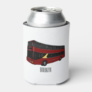 Double-decker bus cartoon illustration can cooler