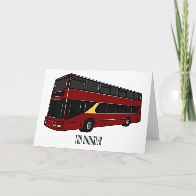 Double-decker bus cartoon illustration card (Front)