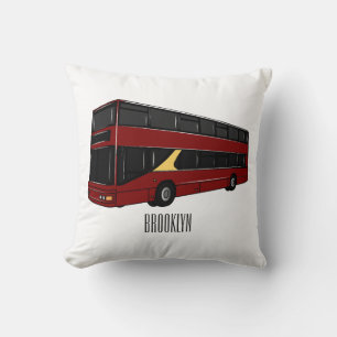 Double-decker bus cartoon illustration cushion