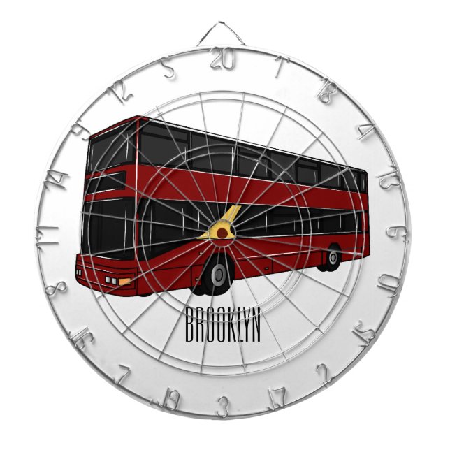 Double-decker bus cartoon illustration dartboard (Front)