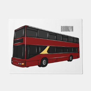 Double-decker bus cartoon illustration doormat