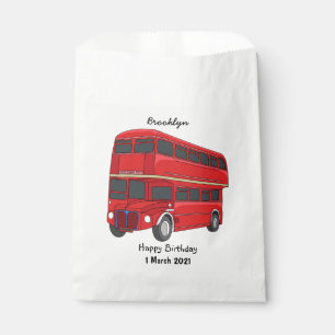 Double-decker bus cartoon illustration favour bags