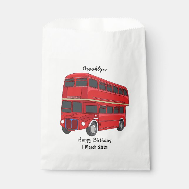 Double-decker bus cartoon illustration favour bags (Front)
