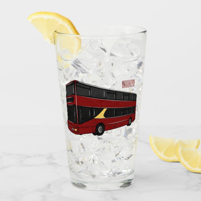 Double-decker bus cartoon illustration glass (Front Ice)