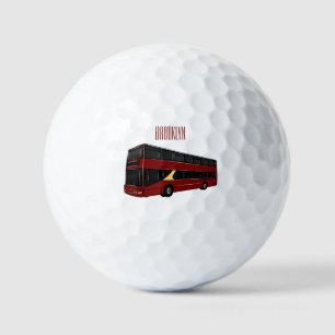 Double-decker bus cartoon illustration golf balls