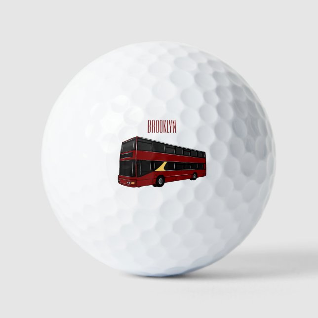 Double-decker bus cartoon illustration golf balls (Front)