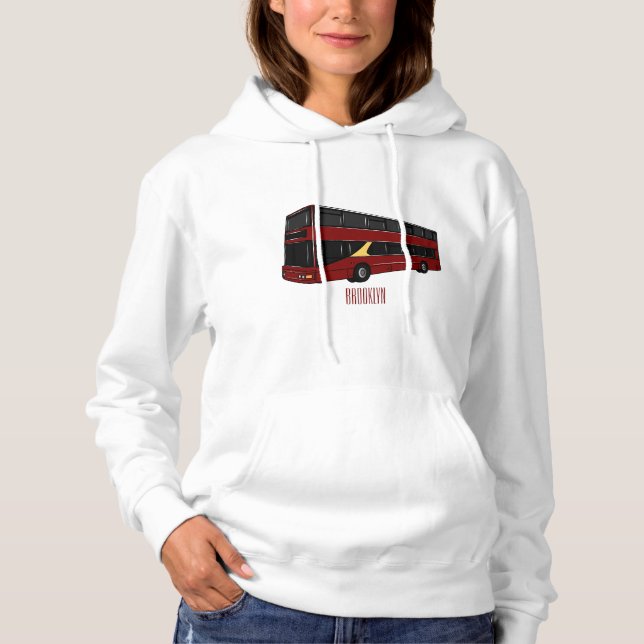 Double-decker bus cartoon illustration hoodie (Front)