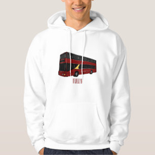 Double-decker bus cartoon illustration hoodie