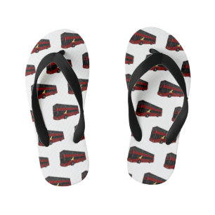 Double-decker bus cartoon illustration kid's flip flops