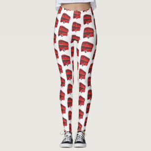 Double-decker bus cartoon illustration leggings