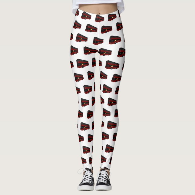 Double-decker bus cartoon illustration leggings (Front)