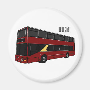Double-decker bus cartoon illustration magnet