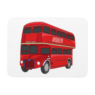 Double-decker bus cartoon illustration magnet