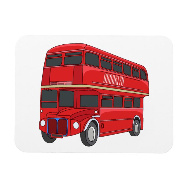 Double-decker bus cartoon illustration  magnet (Horizontal)