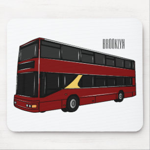 Double-decker bus cartoon illustration mouse mat